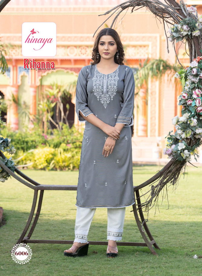 Hinaya Rihanna Fancy Ethnic Wear Wholesale Designer Kurti With Bottom Catalog